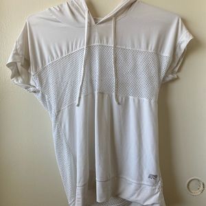 white shirt with fishnets